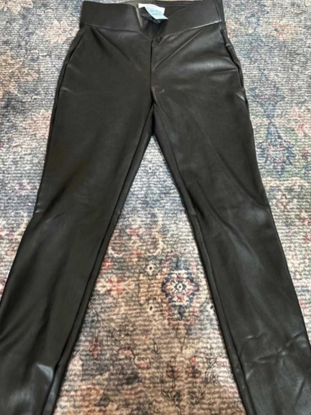 LOFT petite black faux leather leggings/pants in XXS Petite.